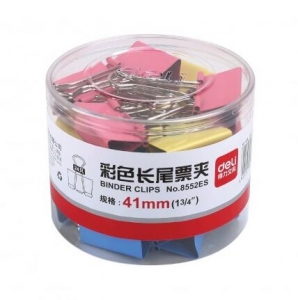 得力 8552ES 41mm彩色長尾夾2#（24只/筒）