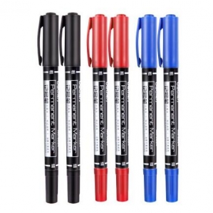 得力 6824 小雙頭油性記號筆 黑色